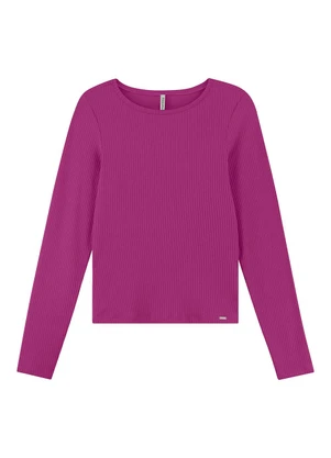 Marialícia - Blusa Feminina Básica Canelada Roxo - MARIALÍCIA