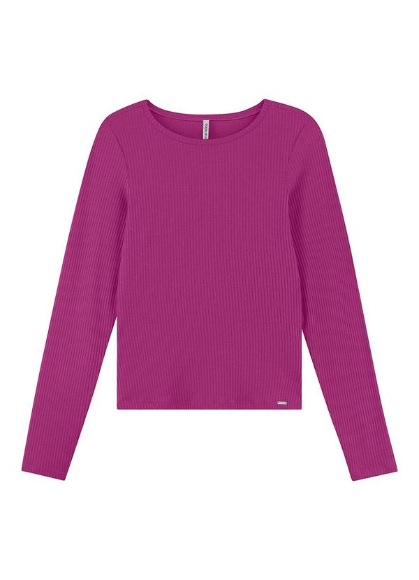 Marialícia - Blusa Feminina Básica Canelada Roxo