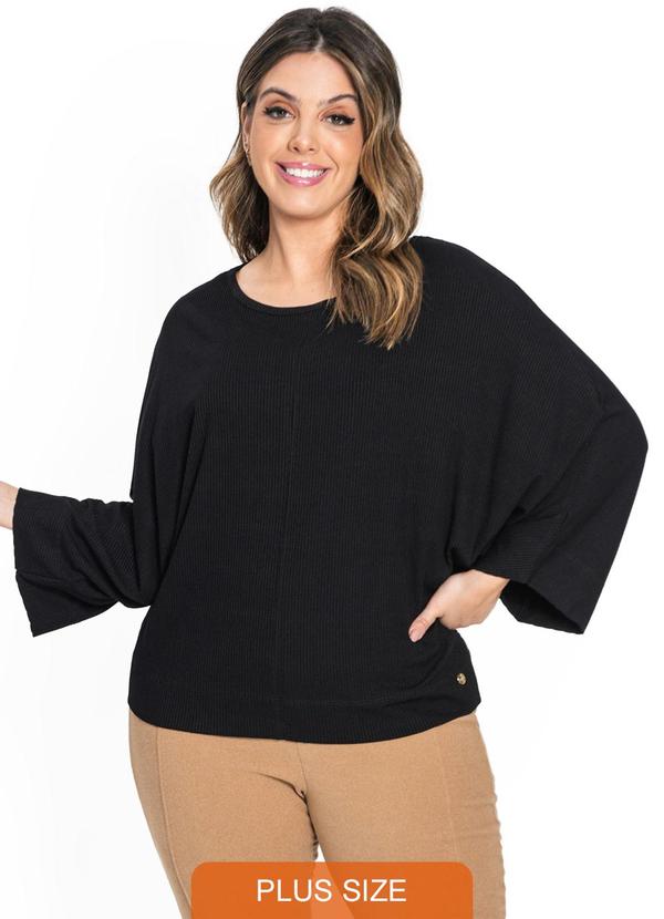 Secret Glam - Blusa Feminina com Manga Ampla 7/8 Preto