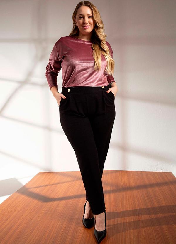 Habana - Blusa Feminina de Manga Longa Aveludada Rosa 2