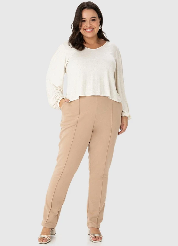 Malwee - Blusa Feminina em Viscolinho Plus Bege 2