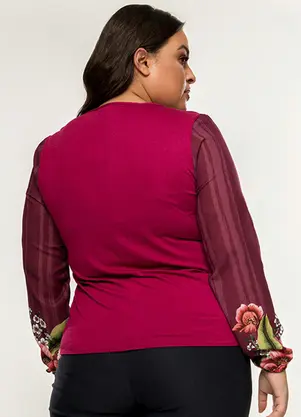 Secret Glam - Blusa Feminina Estampa de Flores Rosa - SECRET GLAM