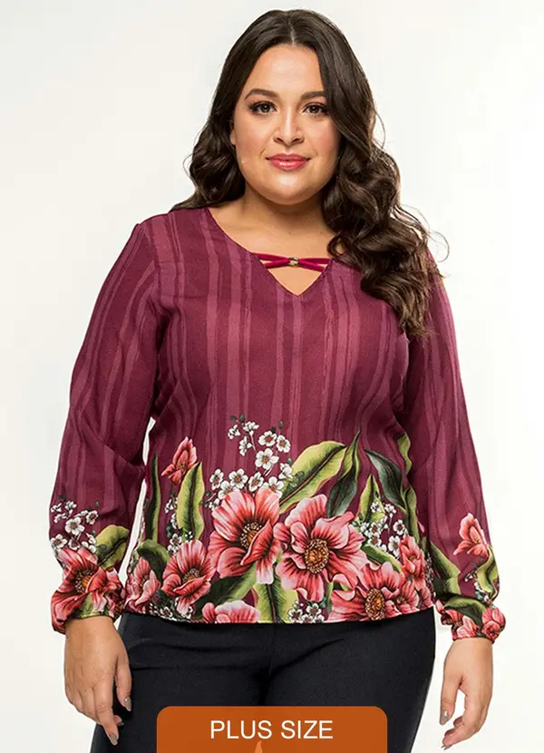 Secret Glam - Blusa Feminina Estampa de Flores Rosa