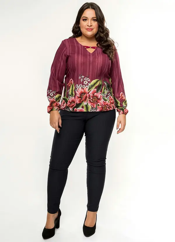 Secret Glam - Blusa Feminina Estampa de Flores Rosa 1