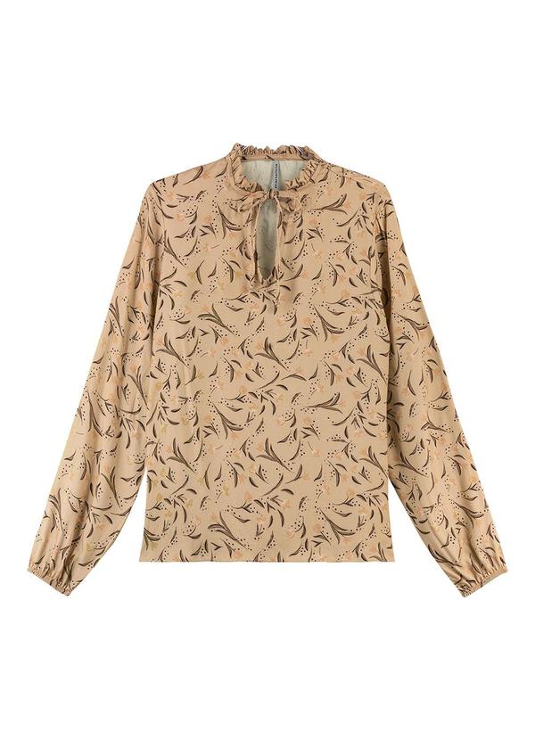 Marialícia - Blusa Feminina Estampa Floral Bege