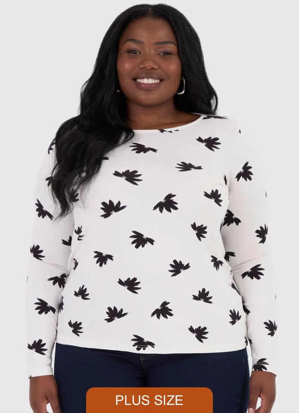 Malwee - Blusa Feminina Floral Plus Bege