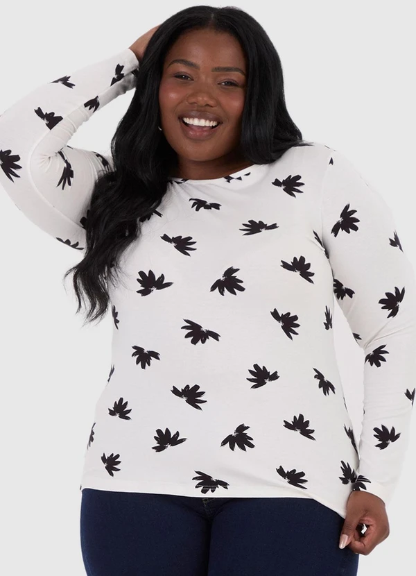 Malwee - Blusa Feminina Floral Plus Bege 5