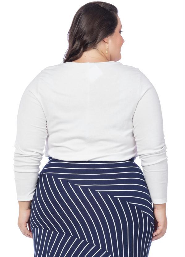 Miss Masy Plus - Blusa Feminina Lisa em Ribana Off White 2