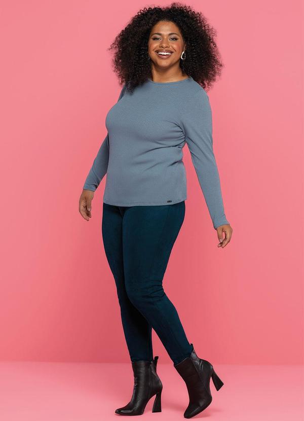 Maelle - Blusa Feminina Manga Longa Básica Azul 2