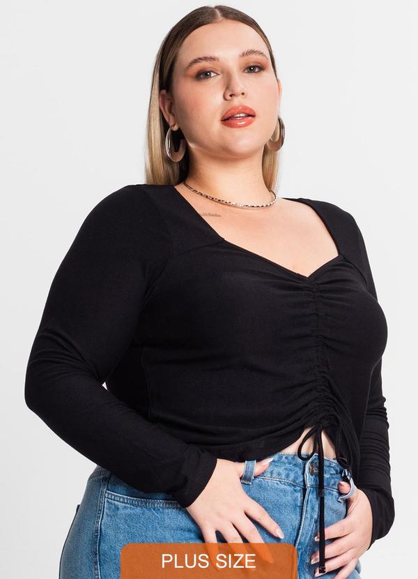 Secret Glam - Blusa Feminina Manga Longa em Viscose Preto 3