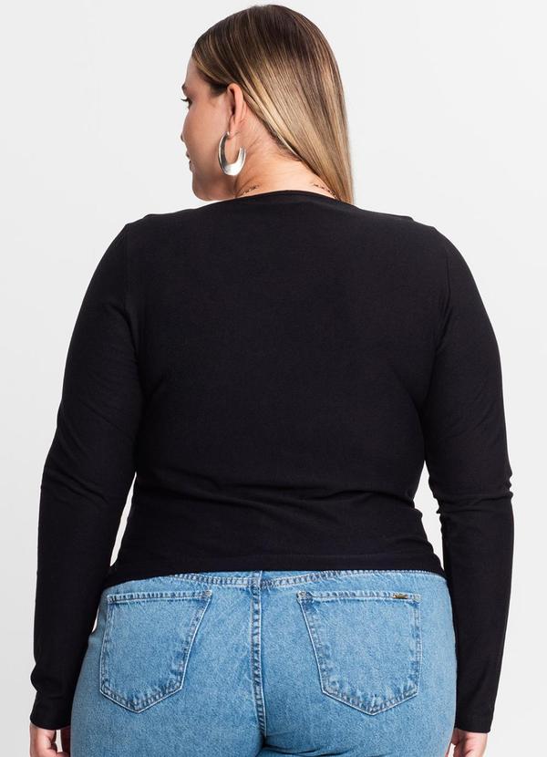 Secret Glam - Blusa Feminina Manga Longa em Viscose Preto 2
