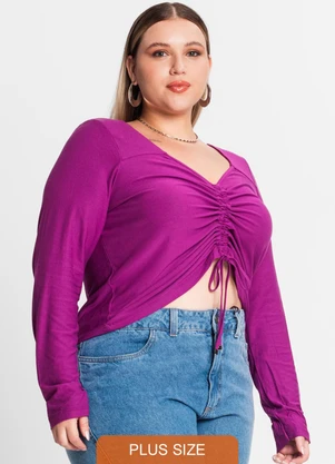 Secret Glam - Blusa Feminina Manga Longa em Viscose Roxo - SECRET GLAM