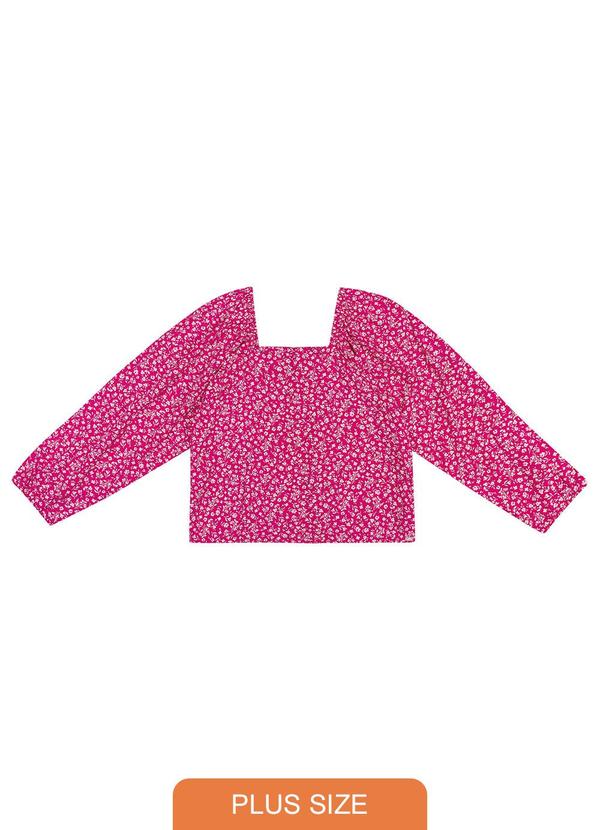 Maelle - Blusa Feminina Manga Longa Estampado Flores Rosa