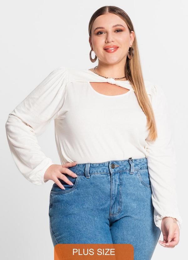 Secret Glam - Blusa Feminina Manga Longa Plus Size Bege