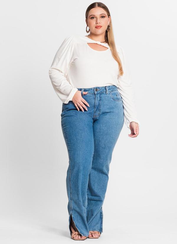 Secret Glam - Blusa Feminina Manga Longa Plus Size Bege 3