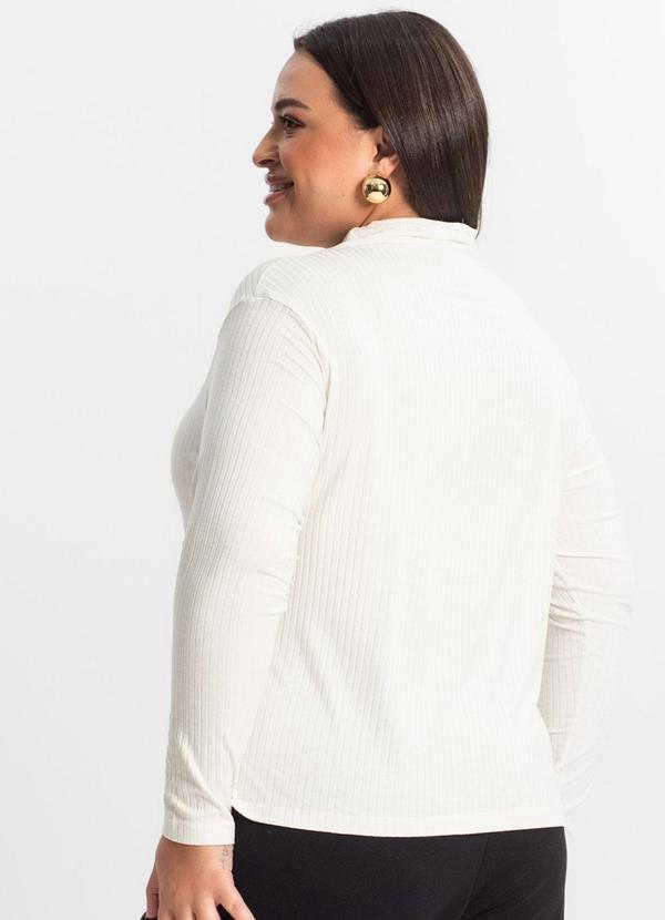 Secret Glam - Blusa Feminina Manga Longa Plus Size Bege 2