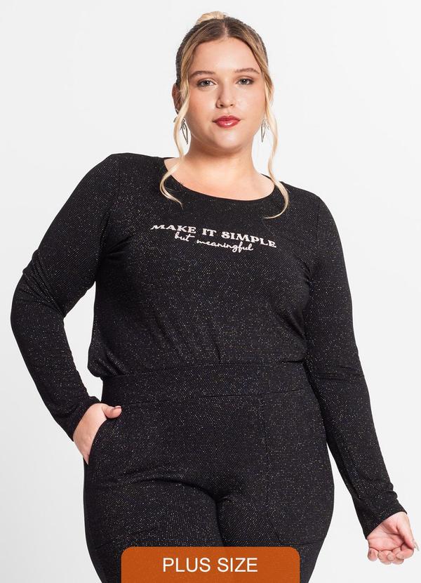 Secret Glam - Blusa Feminina Manga Longa Plus Size Preto
