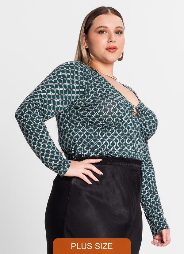 Secret Glam - Blusa Feminina Manga Longa Plus Size Verde