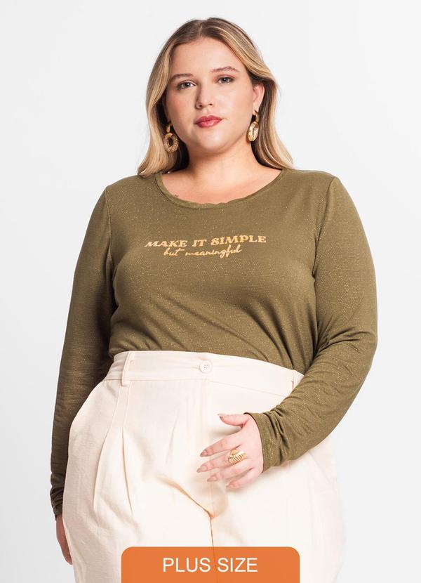 Secret Glam - Blusa Feminina Manga Longa Plus Size Verde