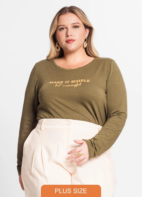Secret Glam - Blusa Feminina Manga Longa Plus Size Verde