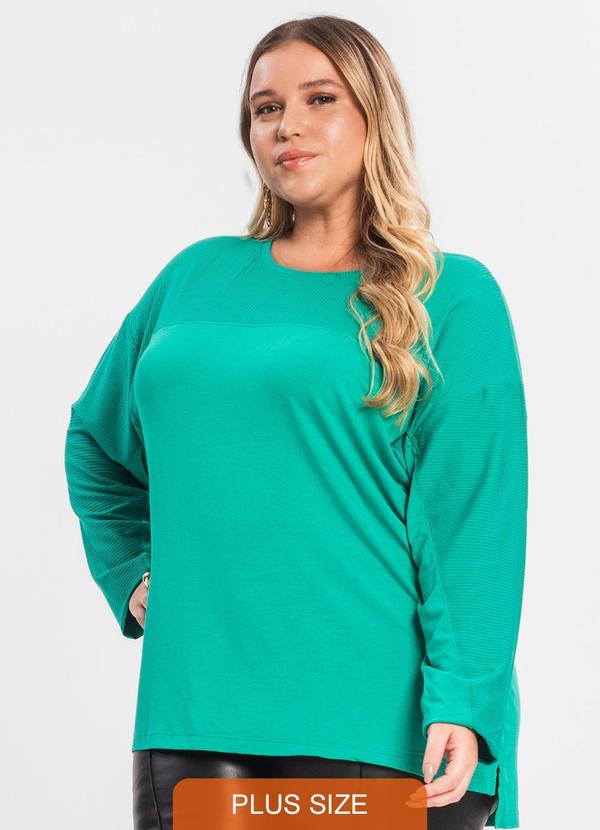 Secret Glam - Blusa Feminina Manga Longa Plus Size Verde
