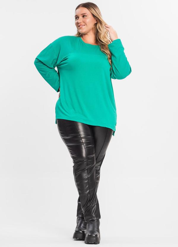 Secret Glam - Blusa Feminina Manga Longa Plus Size Verde 3