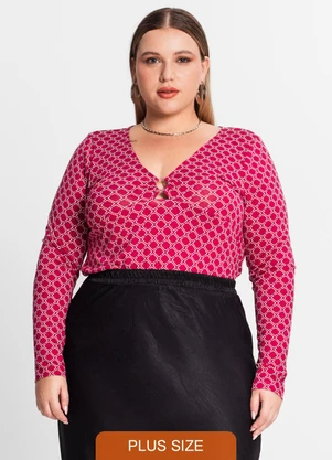 Secret Glam - Blusa Feminina Manga Longa Plus Size Vermelho - SECRET GLAM