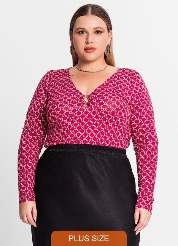 Secret Glam - Blusa Feminina Manga Longa Plus Size Vermelho
