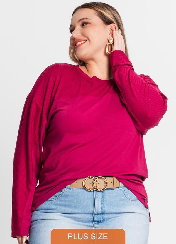 Secret Glam - Blusa Feminina Manga Longa Plus Size Vermelho