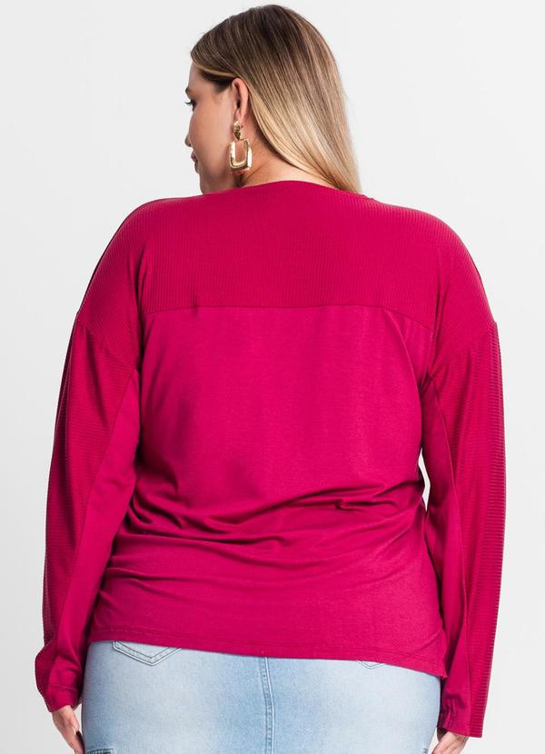 Secret Glam - Blusa Feminina Manga Longa Plus Size Vermelho 2