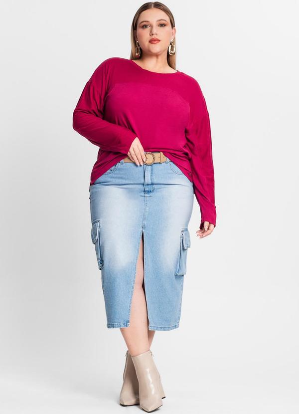 Secret Glam - Blusa Feminina Manga Longa Plus Size Vermelho 3