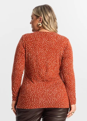 Secret Glam - Blusa Feminina Manga Longa Poá Plus Size Vermelho - SECRET GLAM