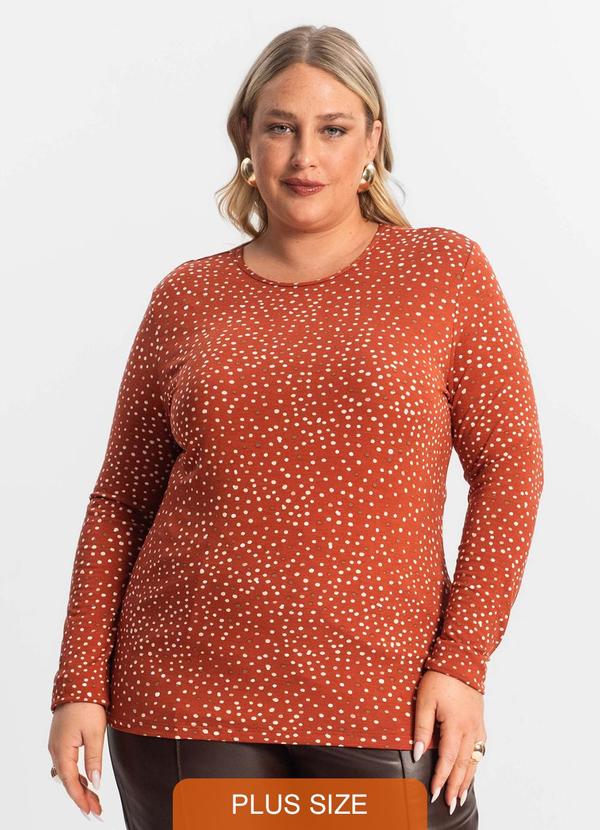 Secret Glam - Blusa Feminina Manga Longa Poá Plus Size Vermelho