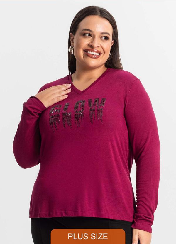 Secret Glam - Blusa Feminina Manga Longa Plus Size Vermelho