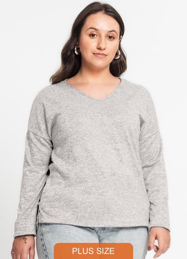 Rovitex - Blusa Feminina Plus Cinza