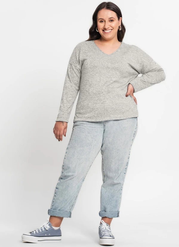 Rovitex - Blusa Feminina Plus Cinza 3