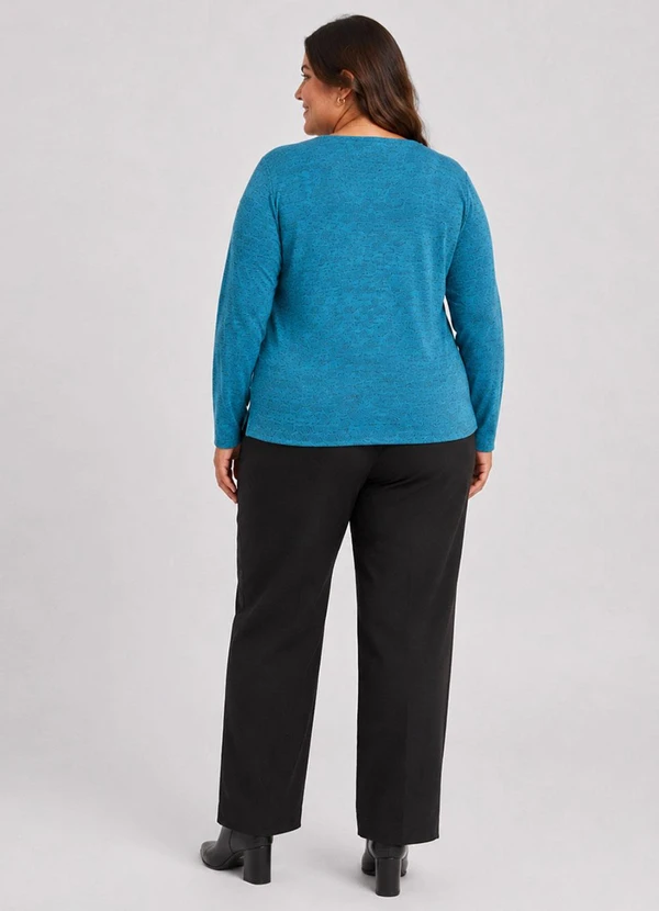 Infinita Cor - Blusa Feminina Plus Decote em V Azul