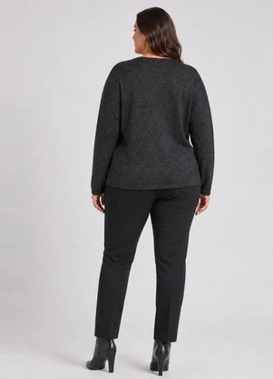 Infinita Cor - Blusa Feminina Plus Decote em V Cinza - INFINITA COR