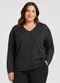 Infinita Cor - Blusa Feminina Plus Decote em V Cinza - variação: Cinza