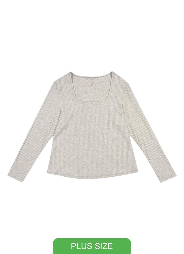 Habana - Blusa Feminina Plus Size em Canelado Cinza