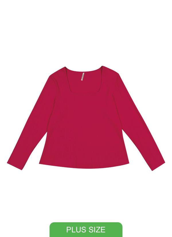 Habana - Blusa Feminina Plus Size em Canelado Rosa