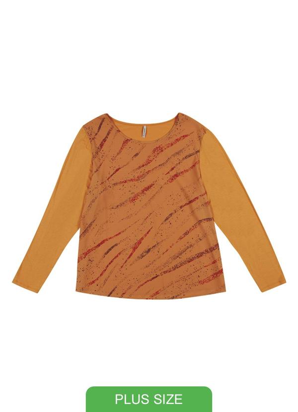 Habana - Blusa Feminina Plus Size em Malha Laranja
