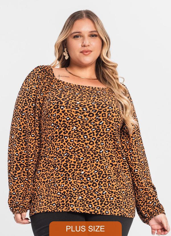 Secret Glam - Blusa Feminina Plus Size em Molecotton Marrom