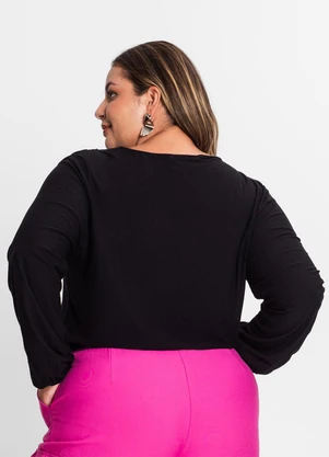 Secret Glam - Blusa Feminina Plus Size em Viscose Preto - SECRET GLAM