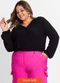 Secret Glam - Blusa Feminina Plus Size em Viscose Preto - variação: Preto