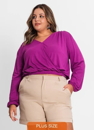 Secret Glam - Blusa Feminina Plus Size em Viscose Roxo - SECRET GLAM