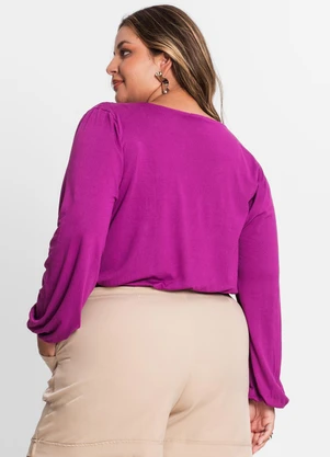 Secret Glam - Blusa Feminina Plus Size em Viscose Roxo - SECRET GLAM