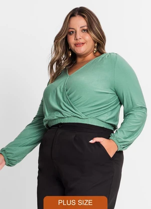 Secret Glam - Blusa Feminina Plus Size em Viscose Verde - SECRET GLAM