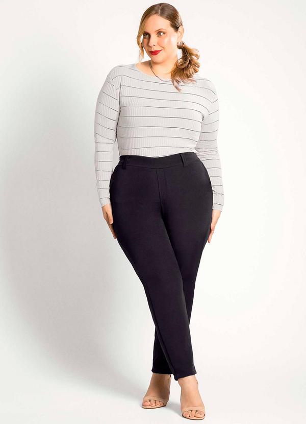 Habana - Blusa Feminina Plus Size Manga Longa Branco 2