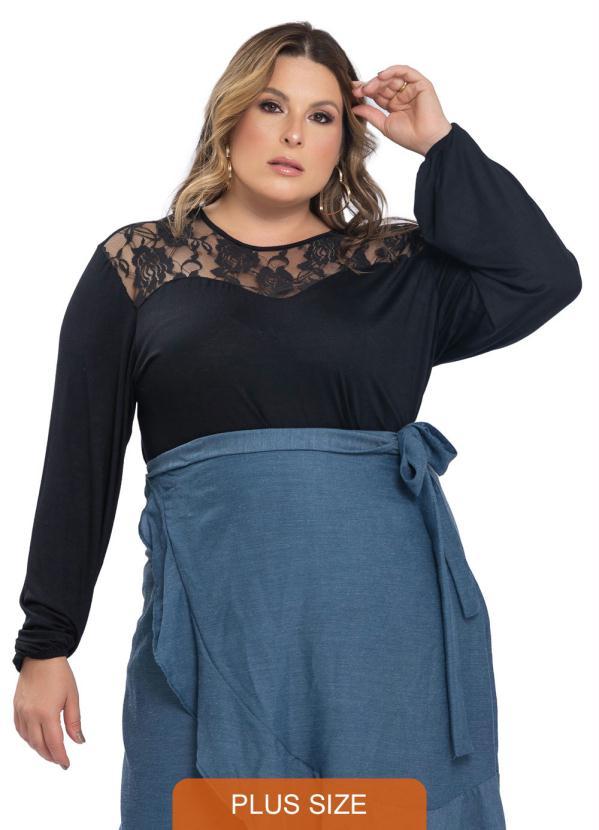 Miss Masy Plus - Blusa Feminina Plus Size Paula Preto